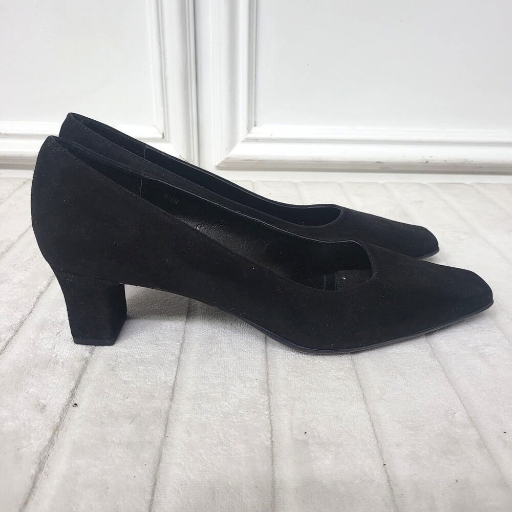 Vaneli Square Toe Heels in Black Suede - Size 9.5 W - NEW